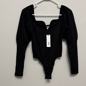 BB Dakota Black Puff Sleeve Bodysuit